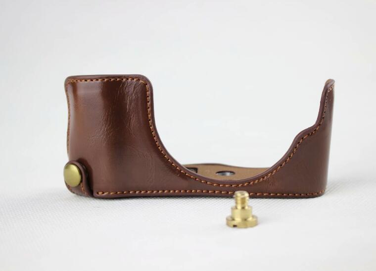 Coffee - PU Leather Half Camera Case Bag Cover Protector for Panasonic GF7/GF8/GF9/GF10 Camera