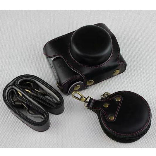Black - PU Leather Half Camera Case Bag Protector for Olympus E-PL9 EPL9 Camera
