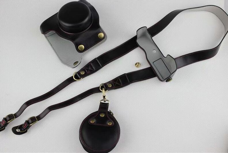 Black - PU Leather Half Camera Case Bag Protector for Olympus E-PL9 EPL9 Camera