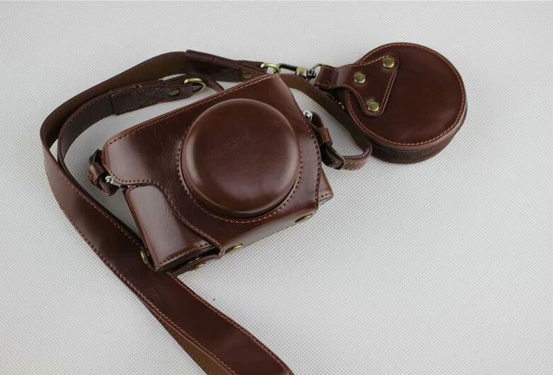 Coffee - PU Leather Half Camera Case Bag Protector for Olympus E-PL9 EPL9 Camera