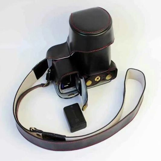 PU Leather Protective Camera Case Bag for SONY ILCE-6000/ILCE-6300/a6000/a6300 18-55mm - Black