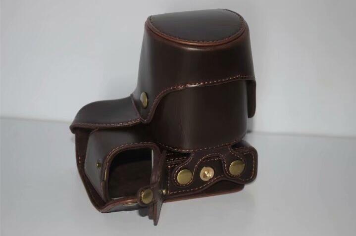 Protective PU Leather Camera Shell Case with Strap for SONY ILCE-6000/ILCE-6300/a6000/a6300 18-55mm - Coffee