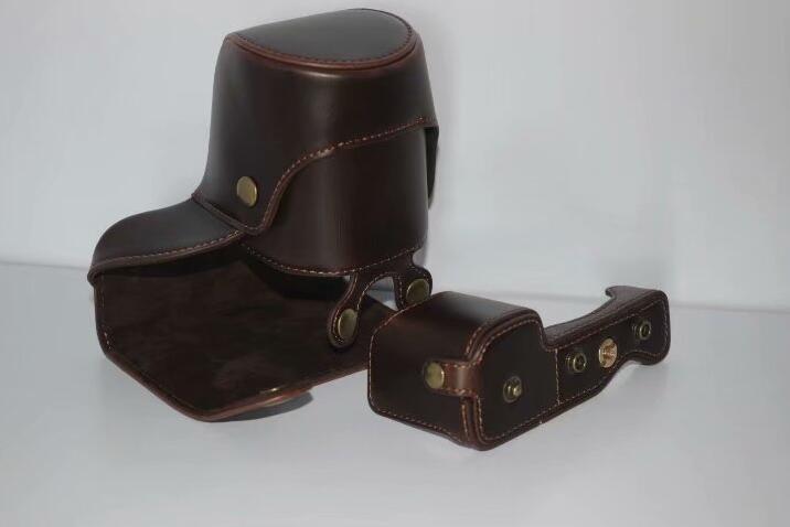 Protective PU Leather Camera Shell Case with Strap for SONY ILCE-6000/ILCE-6300/a6000/a6300 18-55mm - Coffee