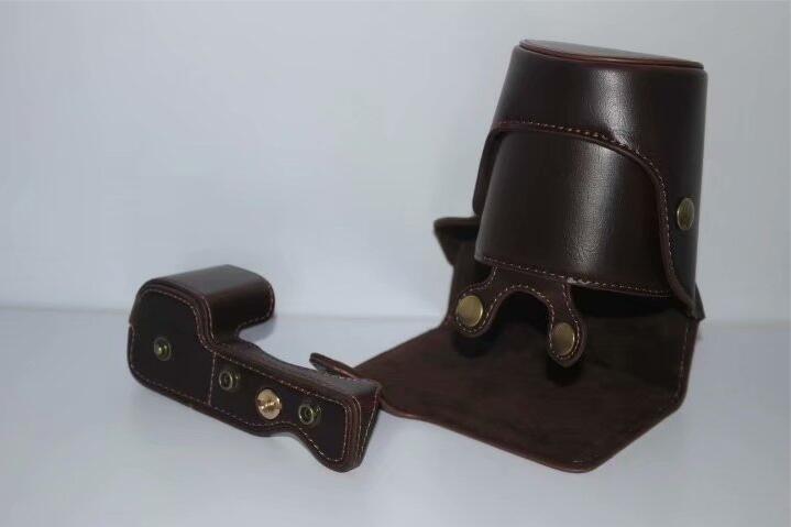 Protective PU Leather Camera Shell Case with Strap for SONY ILCE-6000/ILCE-6300/a6000/a6300 18-55mm - Coffee