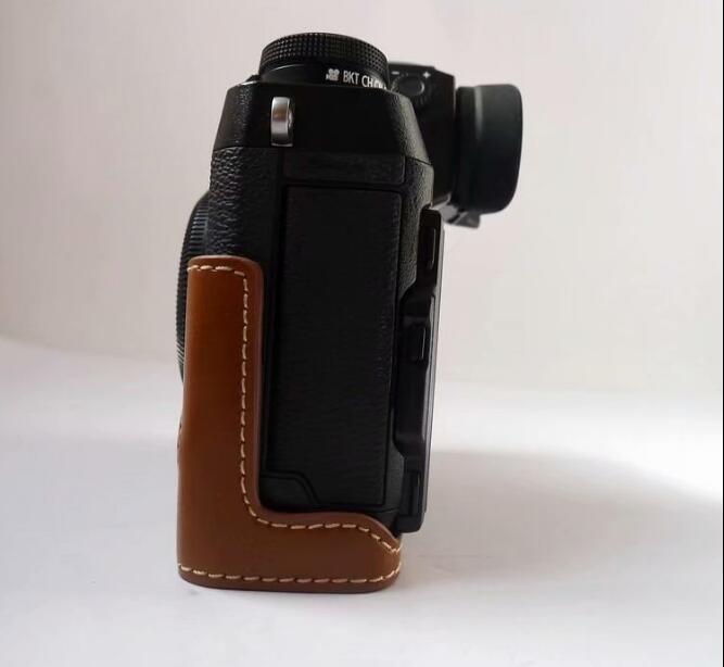 PU Leather Half Bottom Camera Protective Case for Fujifilm X-H1 - Brown