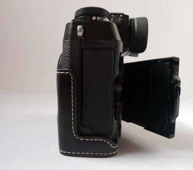 Protective PU Leather Half Bottom Camera Cover for Fujifilm X-H1 - Black