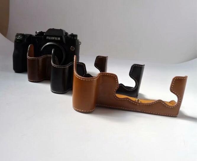 Protective PU Leather Half Bottom Camera Cover for Fujifilm X-H1 - Black