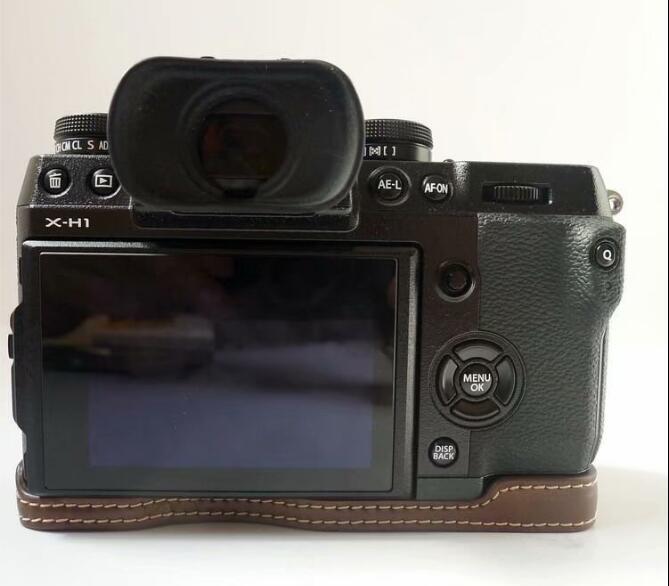PU Leather Camera Half Bottom Case Protective Shell for Fujifilm X-H1 - Coffee
