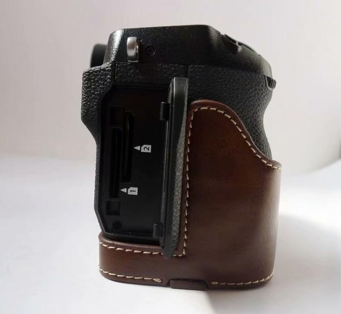 PU Leather Camera Half Bottom Case Protective Shell for Fujifilm X-H1 - Coffee