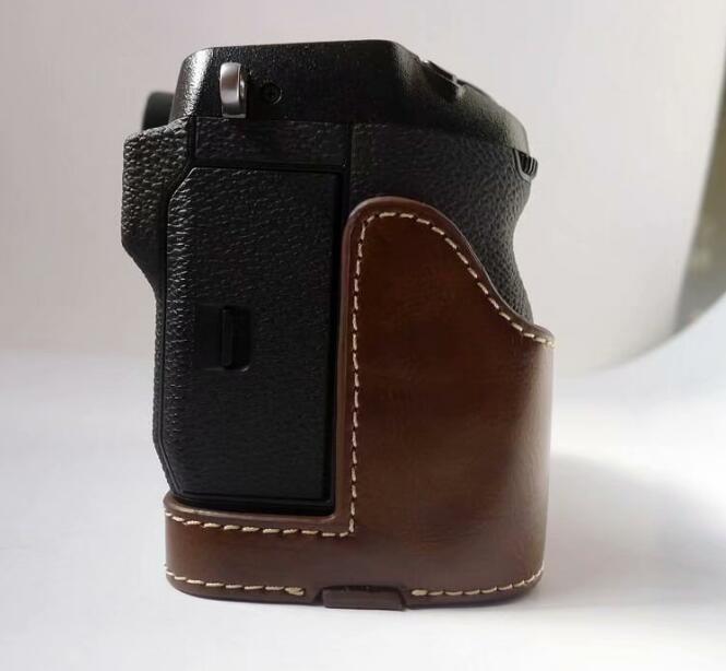 PU Leather Camera Half Bottom Case Protective Shell for Fujifilm X-H1 - Coffee