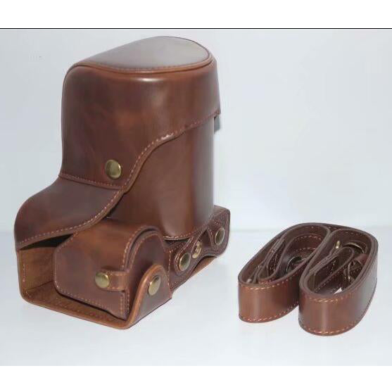 PU Leather Protective Camera Case Bag with Strap for SONY ILCE-6500/a6500 (Long-focus Edition) Camera - Coffee