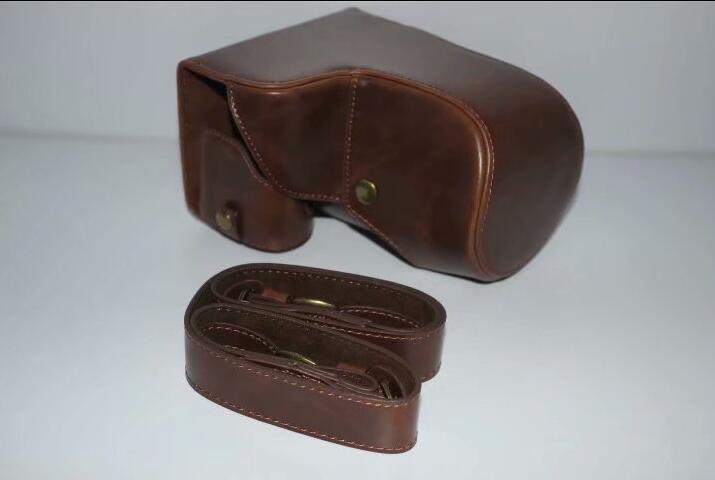 PU Leather Protective Camera Case Bag with Strap for SONY ILCE-6500/a6500 (Long-focus Edition) Camera - Coffee
