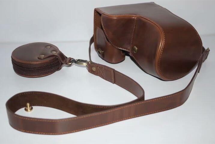 PU Leather Protective Camera Case Bag with Strap for SONY ILCE-6500/a6500 (Long-focus Edition) Camera - Coffee
