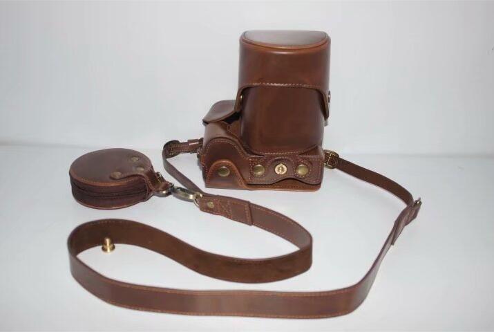 PU Leather Protective Camera Case Bag with Strap for SONY ILCE-6500/a6500 (Long-focus Edition) Camera - Coffee