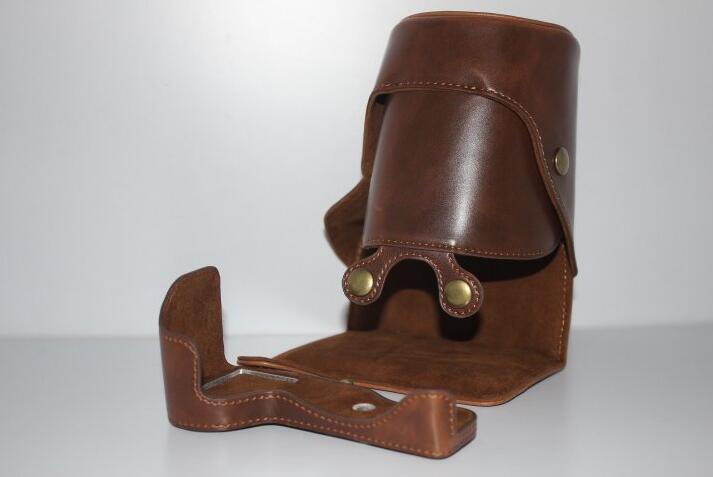 PU Leather Protective Camera Case Bag with Strap for SONY ILCE-6500/a6500 (Long-focus Edition) Camera - Coffee
