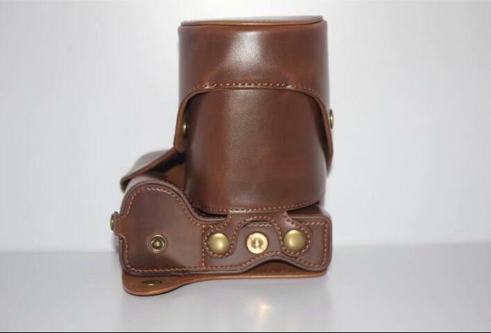 PU Leather Protective Camera Case Bag with Strap for SONY ILCE-6500/a6500 (Long-focus Edition) Camera - Coffee