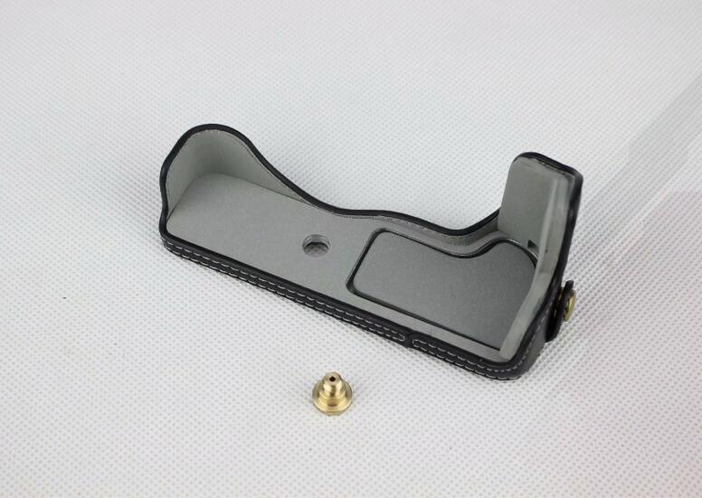 Genuine Leather Half Bottom Camera Case for for Canon EOS M50 - Black