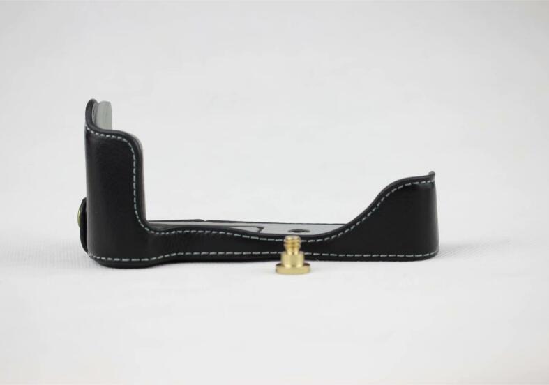 Genuine Leather Half Bottom Camera Case for for Canon EOS M50 - Black