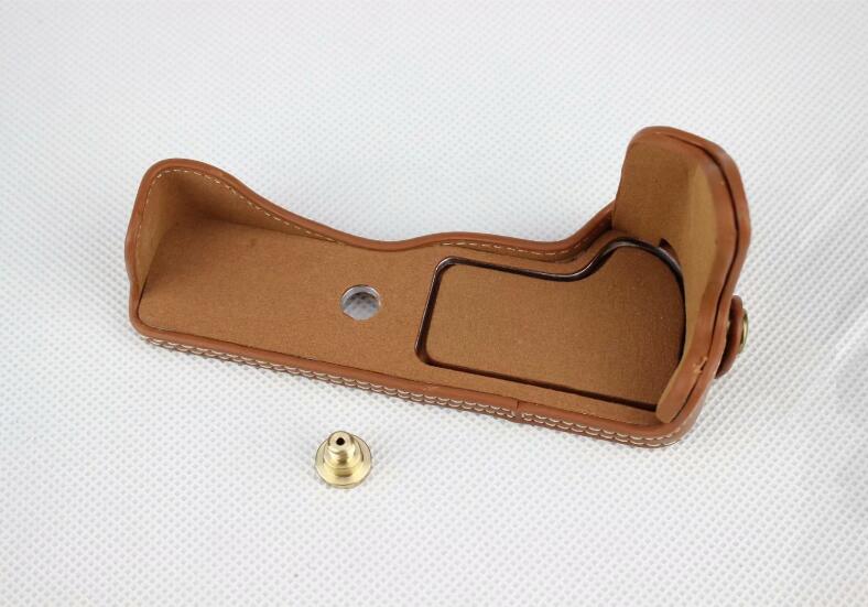 Genuine Leather Half Bottom Camera Cover for for Canon EOS M50 - Brown