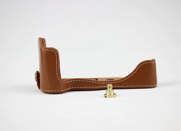 Genuine Leather Half Bottom Camera Cover for for Canon EOS M50 - Brown