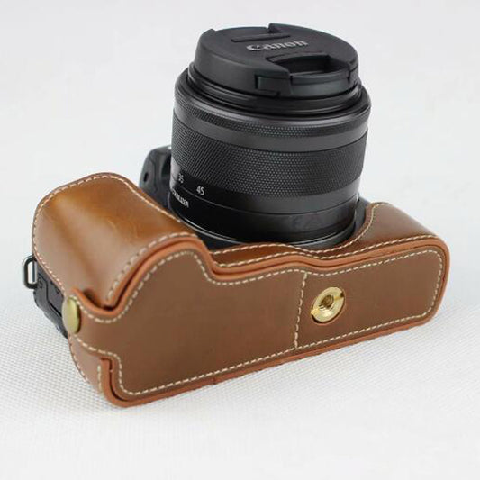 Half Camera PU Leather Protective Case for Canon EOS M50 - Brown