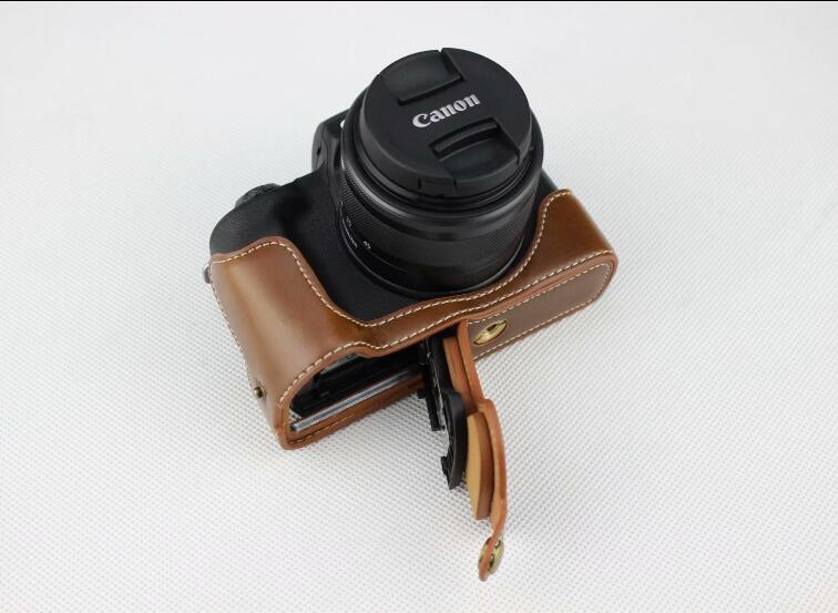 Half Camera PU Leather Protective Case for Canon EOS M50 - Brown
