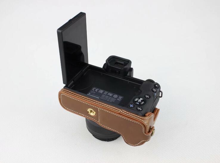 Half Camera PU Leather Protective Case for Canon EOS M50 - Brown