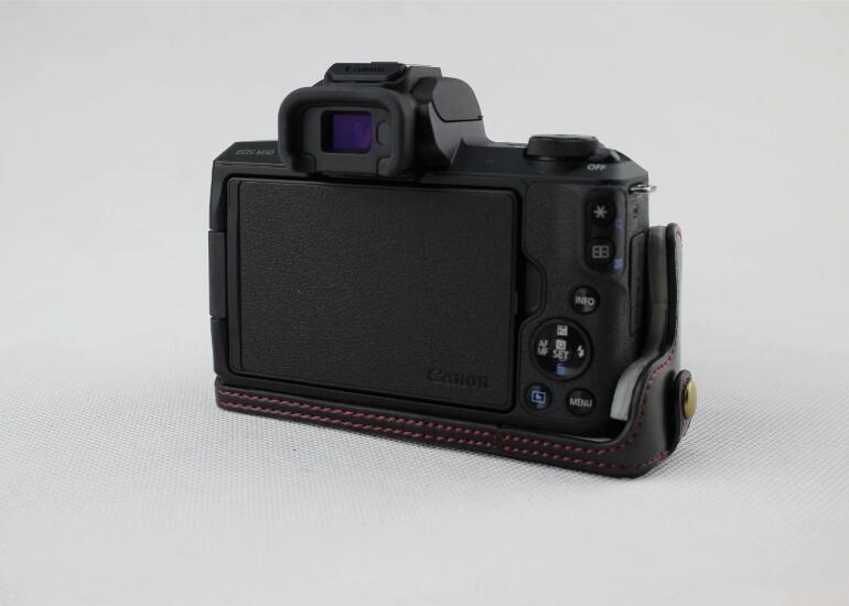 Camera PU Leather Half Case Bottom Shell for Canon EOS M50 - Black