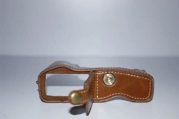 PU Leather Bottom Camera Half Case Bag for Olympus E-PL7 / E-PL8 / E-PL9 - Brown
