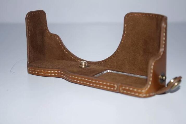 PU Leather Bottom Camera Half Case Bag for Olympus E-PL7 / E-PL8 / E-PL9 - Brown