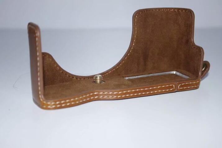 PU Leather Bottom Camera Half Case Bag for Olympus E-PL7 / E-PL8 / E-PL9 - Brown