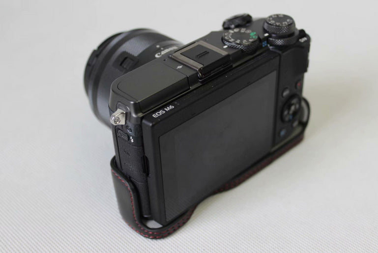 Half Camera PU Leather Protective Case for Canon EOS M6 - Black