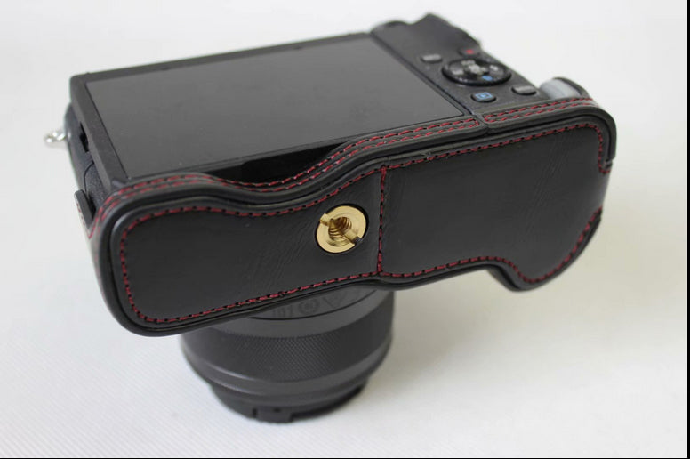 Half Camera PU Leather Protective Case for Canon EOS M6 - Black