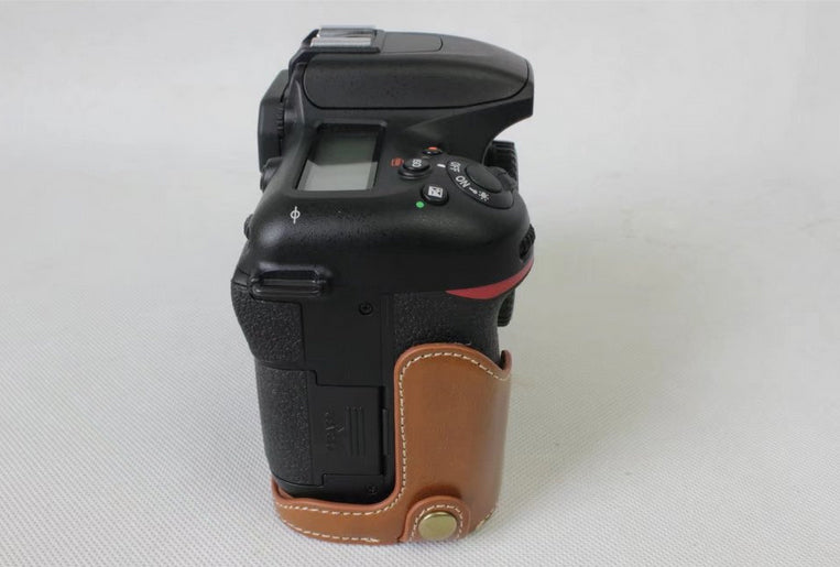 Half Camera PU Leather Protective Case for Nikon D7500 Digital SLR Camera - Brown
