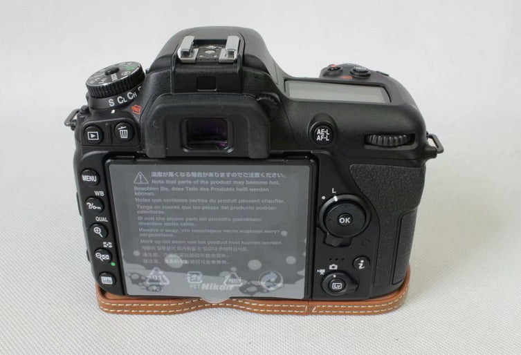 Half Camera PU Leather Protective Case for Nikon D7500 Digital SLR Camera - Brown