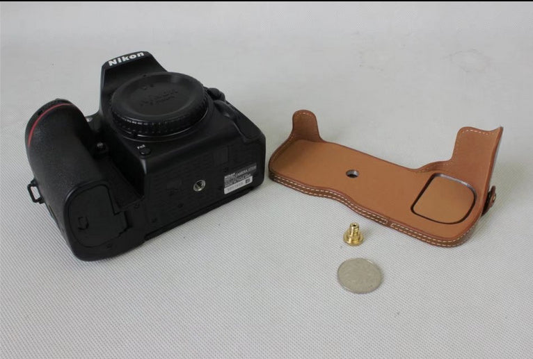 Half Camera PU Leather Protective Case for Nikon D7500 Digital SLR Camera - Brown