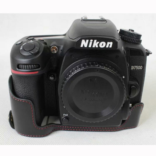 Half Camera PU Leather Protective Pouch for Nikon D7500 Digital SLR Camera - Black