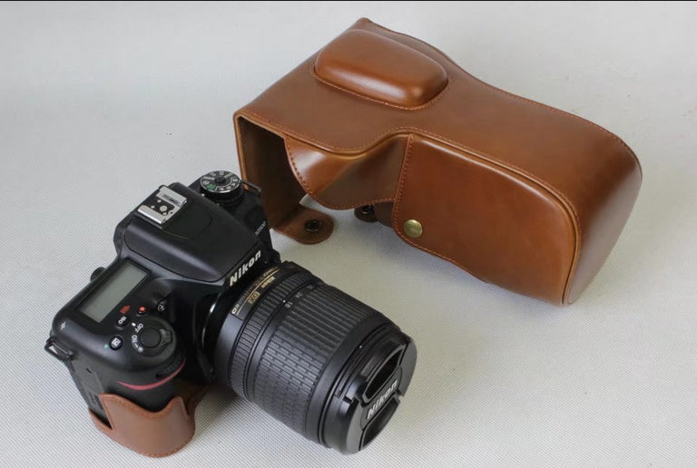 PU Leather Camera Protective Bag Case for Nikon D7500 Digital SLR Camera - Brown