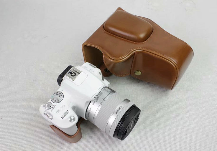 PU Leather Camera Protection Pouch Case for Canon EOS 200D - Brown