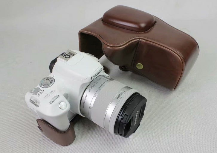 PU Leather Camera Case Bag Protector for Canon EOS 200D - Coffee