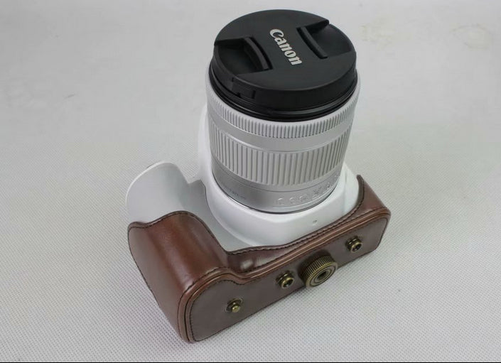 PU Leather Camera Case Bag Protector for Canon EOS 200D - Coffee