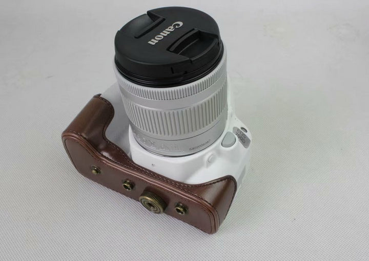 PU Leather Camera Case Bag Protector for Canon EOS 200D - Coffee