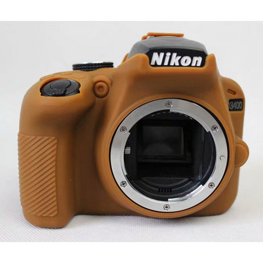 Soft Silicone Protection Shell Cover for Nikon D3400 DSLR Camera - Coffee