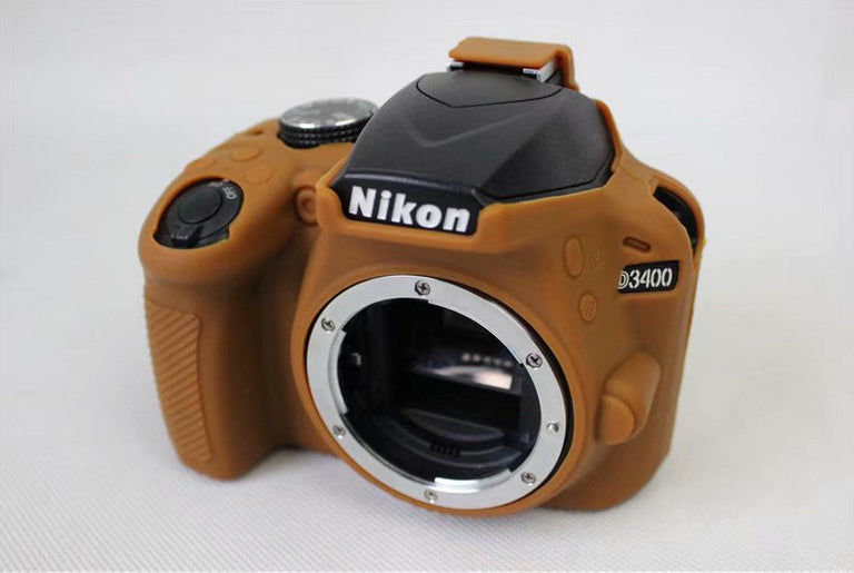 Soft Silicone Protection Shell Cover for Nikon D3400 DSLR Camera - Coffee