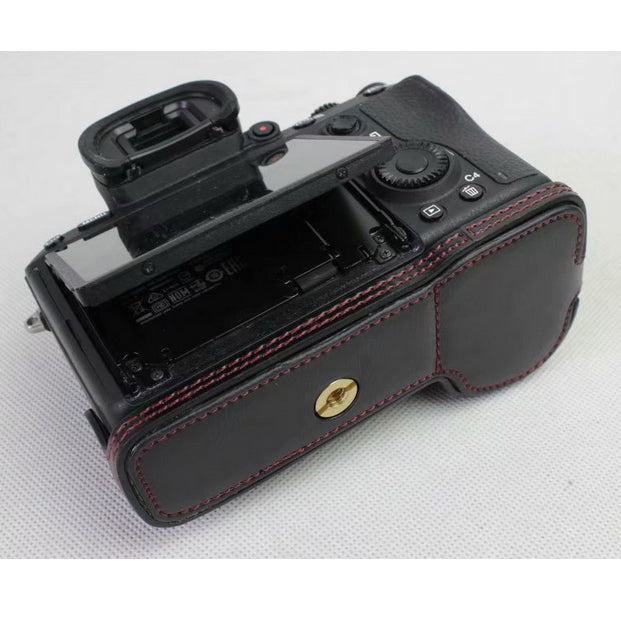 Half Camera PU Leather Protective Case for Sony ILCE-9 / A9 / A7RM3 A7RIII - Black