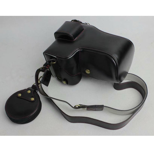PU Leather Protective Bag + Strap + Camera Lens Bag for Sony ILCE-9 / A9 / A7RM3 A7RIII - Black