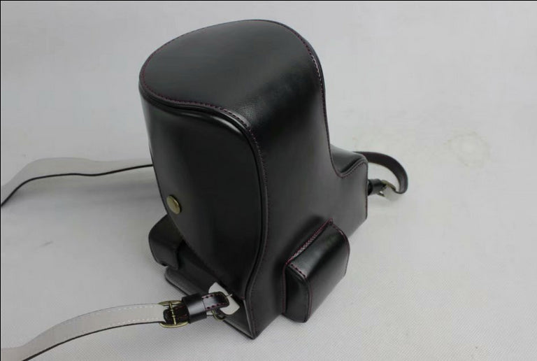 PU Leather Protective Bag + Strap + Camera Lens Bag for Sony ILCE-9 / A9 / A7RM3 A7RIII - Black