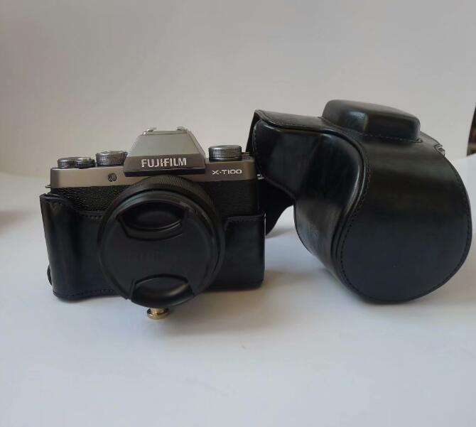 PU Leather Camera Protective Case Bag for Fujifilm X-T100 - Black