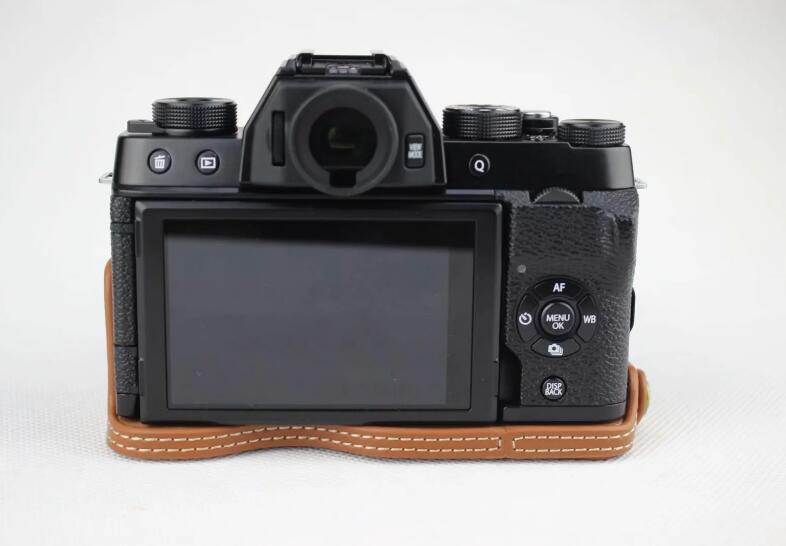 Genuine Leather Half Bottom Camera Protector Cover for Fujifilm X-T100 - Brown
