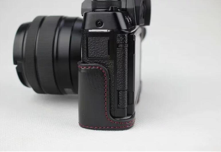 PU Leather Half Bottom Camera Protection Case for Fujifilm X-T100 - Black